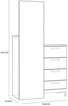 Moderní komoda se zrcadlem a zásuvkami do ložnice Quetore