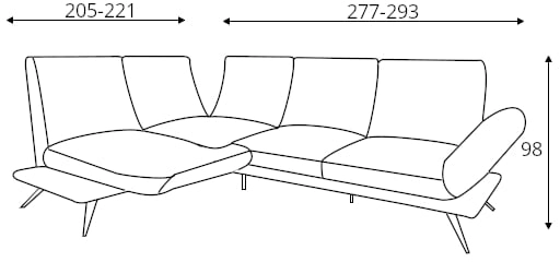 Narożnik lewy Scilla z dwoma obrotowymi siedziskami, regulowanymi zagłówkami i podłokietnikami