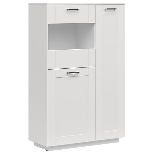 

Moderní nízká vitrína s dvířky a ozdobným rámem do obývacího pokoje FL Smart - Black Red White - BRW
