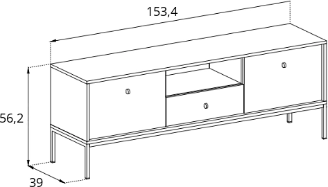 Moderní 2-dveřový TV stolek se zásuvkou a přihrádkou do obývacího pokoje Mono