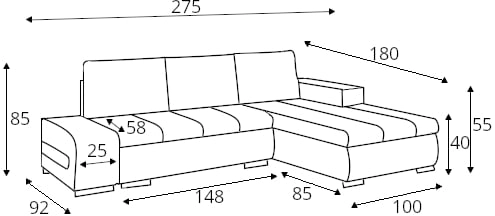 Rohová sedací souprava pravá s prošívaným sedákem, odnímatelnými polštáři, mechanismem rozkládání a úložným prostorem na lůžkoviny Ottavio 