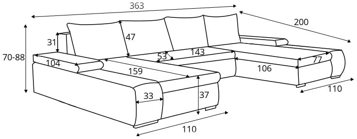 Rohová sedací souprava Marino pro každodenní spaní s mechanismem rozkládání typu DL a úložným prostorem 