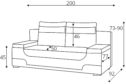 Sofa Area z funkcją spania i pojemnikiem na pościel