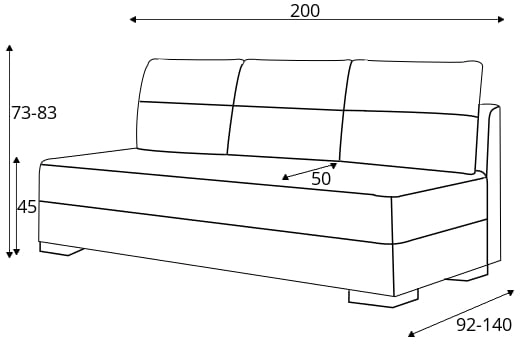 Pohodlná pohovka pro každodenní spaní s mechanismem rozkládání typu DL a úložným prostorem na lůžkoviny Atila 