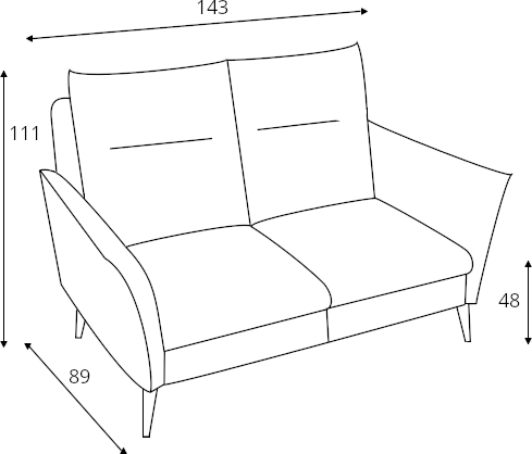 Elegantní 2-místná pohovka s výsuvným sedákem na levé straně do obývacího pokoje Ines