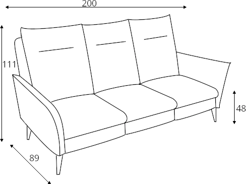 Sofa 3-osobowa HB z wysokim oparciem Ines