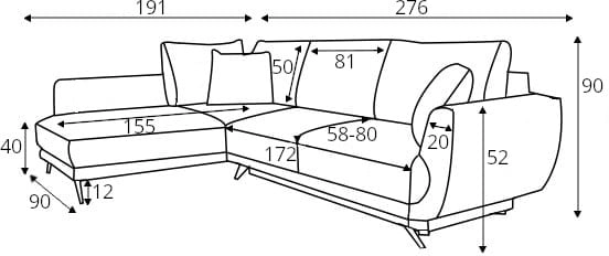 Rohová sedací souprava Larde levá pro každodenní spaní s mechanismem rozkládání typu DL a úložným prostorem