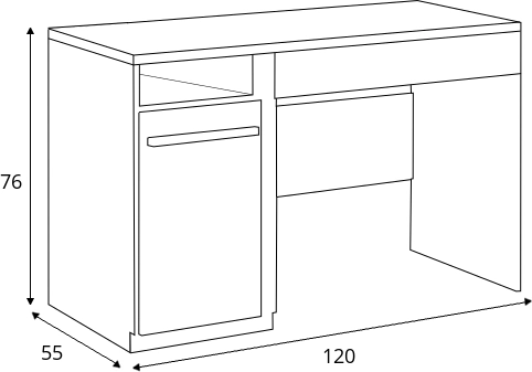 Funkční psací stůl s šuplíkem a skříňkou do dětského / studentského pokoje Plano