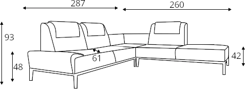 Rohová sedací souprava pravá bez úložného prostoru na lůžkoviny Inspiro 