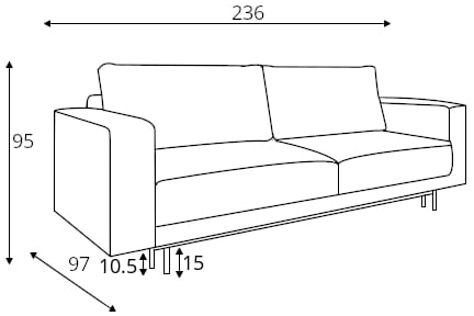 3-místná pohovka Modo s funkcí spaní typu DL a úložným prostorem na lůžkoviny