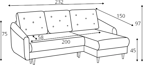 Rohová sedací souprava Nesto levá / pravá s funkcí spaní typu DL a dvěma úložnými prostory na lůžkoviny