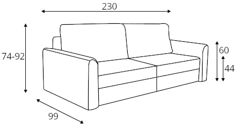 Sofa Astoria z funkcją spania typu DL oraz pojemnikiem na pościel