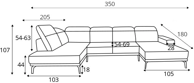 Rohová sedací souprava levá s posuvnými opěradly, bez mechanismu rozkládání Bretan 