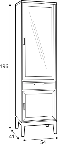 Prawa witryna z drzwiami przeszklonymi na nóżkach do salonu Granada
