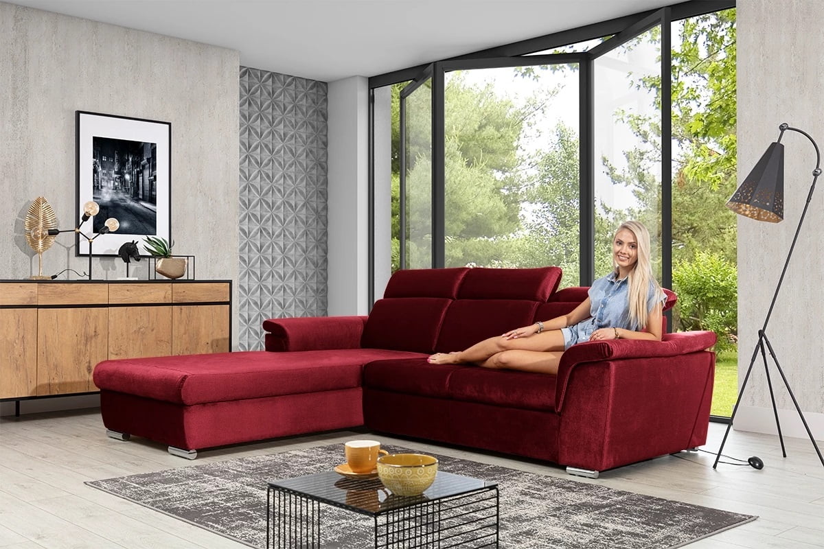 

Rohová sedací souprava levá pro každodenní spaní s mechanismem rozkládání typu delfín a úložným prostorem na lůžkoviny Milano Mini - Meble