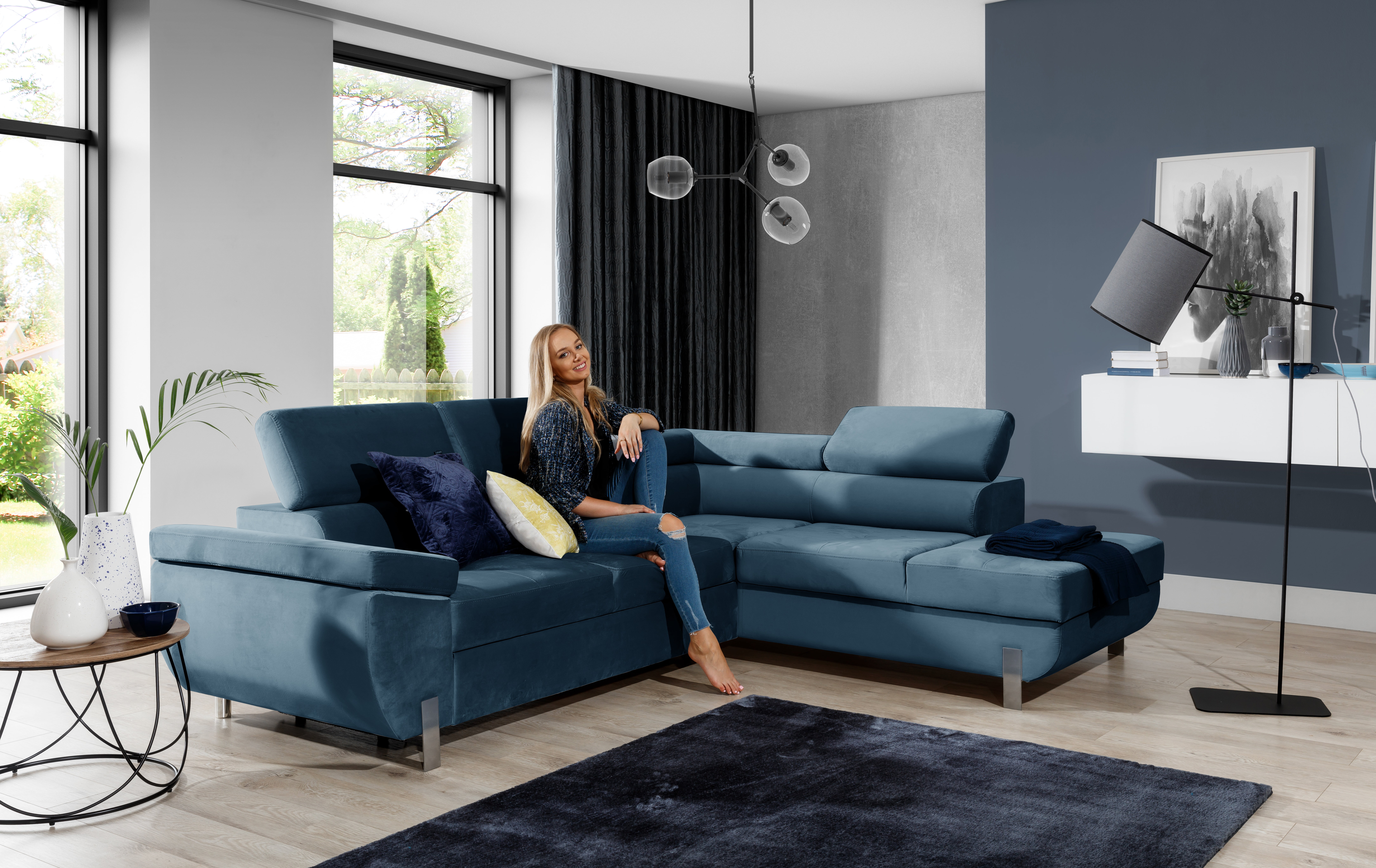 

Rozkládací rohová pohovka Annabelle Modern pravá s úložným prostorem - Meble Bogart