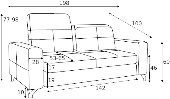 Sofa 2-osobowa Bellami z regulowaną głębokością siedziska