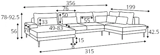 Rohová sedací souprava ve tvaru písmene U pravá pro každodenní spaní s úložným prostorem Noemi