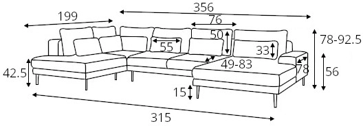 Rohová sedací souprava ve tvaru písmene U levá pro každodenní spaní s úložným prostorem Noemi