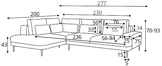 Rohová sedací souprava levá pro každodenní spaní s úložným prostorem na lůžkoviny Noemi L