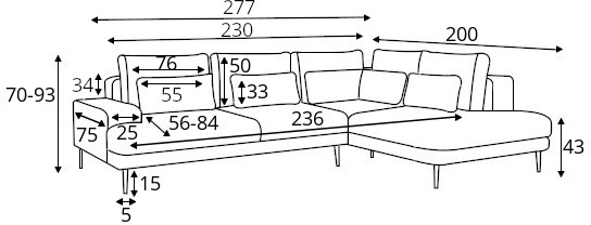 Rohová sedací souprava pravá pro každodenní spaní s úložným prostorem na lůžkoviny Noemi L