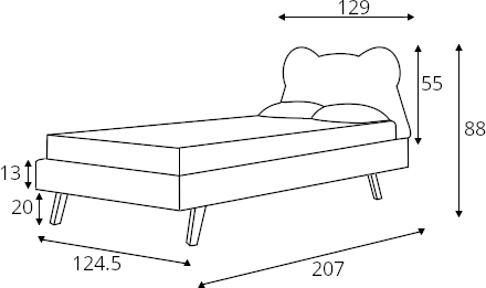 Łóżko Teddy Miś Legs Basic 120x200
