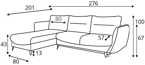 Rohová sedací souprava levá pro každodenní spaní s mechanismem rozkládání typu DL a úložným prostorem na lůžkoviny Silva 