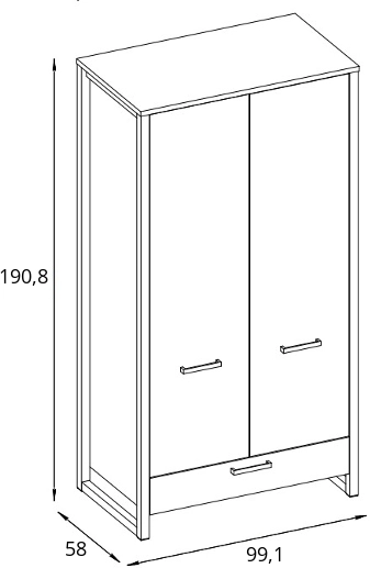 Prostorná dvoudveřová šatní skříň se zásuvkou do ložnice Mares
