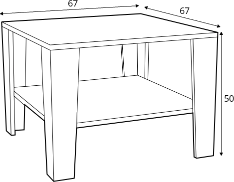 Kwadratowy stolik z półką do salonu Quadra