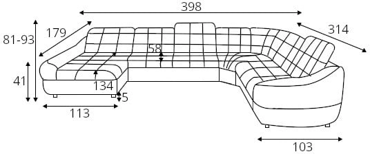 Rohová sedací souprava U levá pro každodenní spaní s úložným prostorem na lůžkoviny Infinity XL R3
