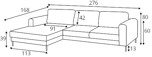 Rohová sedací souprava levá pro každodenní spaní s mechanismem rozkládání typu DL a úložným prostorem na lůžkoviny Brera 