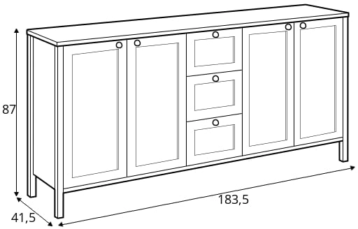 Duża komoda z szufladami i drzwiami do salonu lub gabinetu Klark