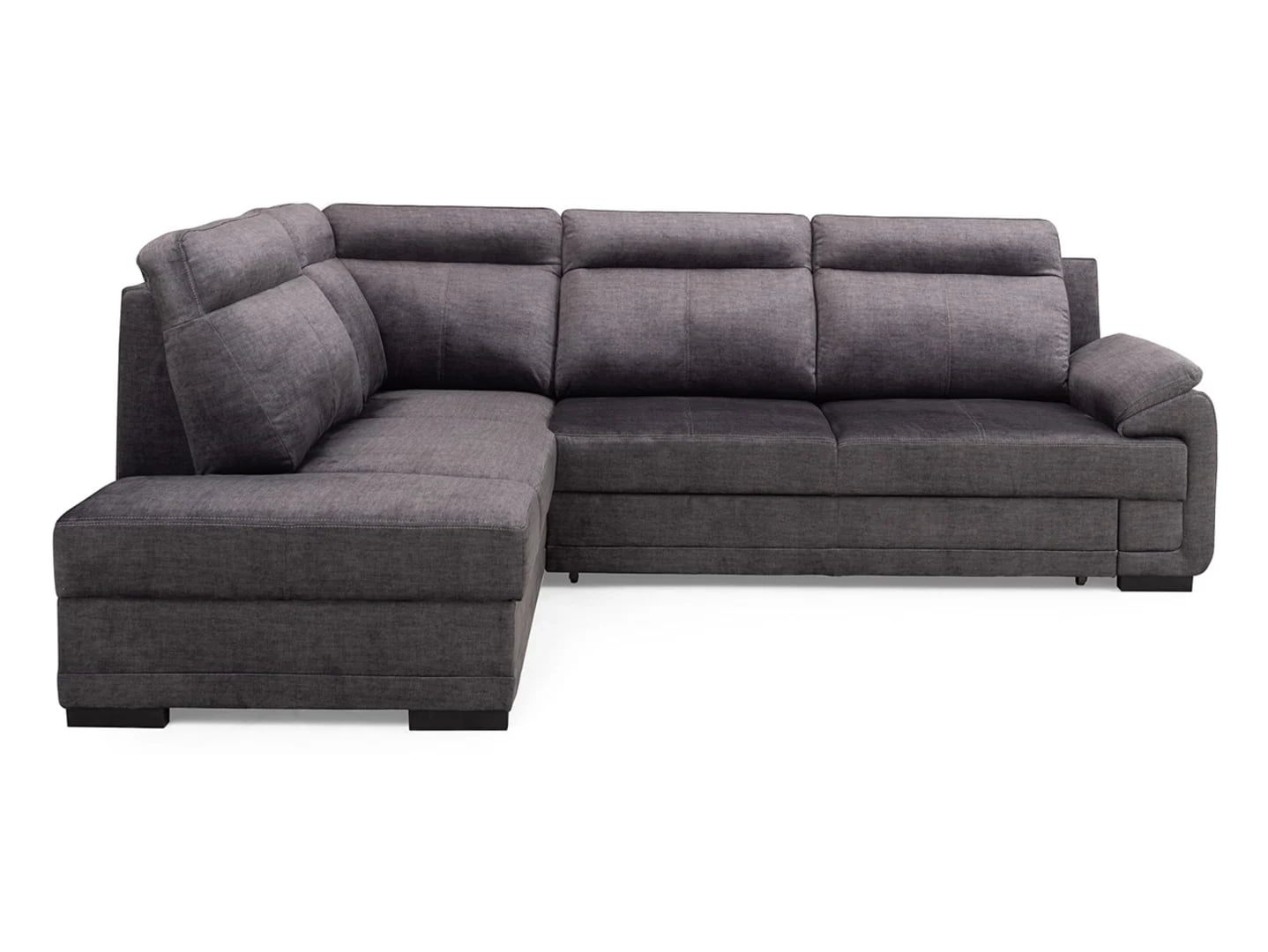 

Rohová sedací souprava levá pro každodenní spaní s mechanismem rozkládání typu delfín a úložným prostorem na lůžkoviny Deco - Black Red