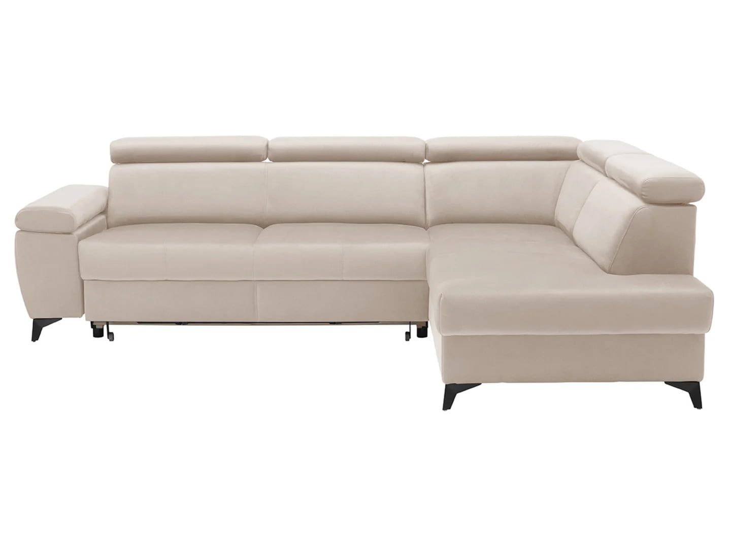 

Rohová sedací souprava pravá pro každodenní spaní s mechanismem rozkládání typu delfín a úložným prostorem na lůžkoviny Mellow - Black Red