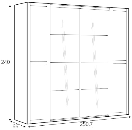 Duża szafa z lustrem do sypialni Flex 250
