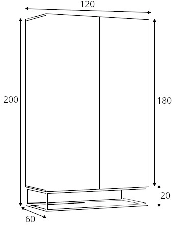 Dvoudveřová šatní skříň na kovových rámech do obývacího pokoje Avorio 120 White
