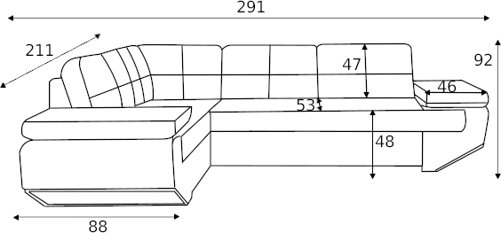 Rohová sedací souprava levá pro každodenní spaní s mechanismem rozkládání typu delfín a úložným prostorem na lůžkoviny Zonda II