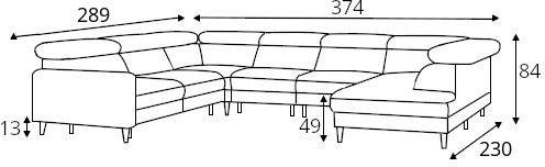 Rohová sedací souprava levá pro každodenní spaní s úložným prostorem na lůžkoviny Goya U