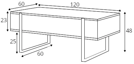 Elegantní konferenční stolek na kovových rámech do obývacího pokoje Verio 120