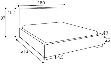 Čalouněná postel s plynovými písty a úložným prostorem do ložnice - kontinentální verze Gomezza 180