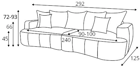 Pohovka pro každodenní spaní s mechanismem rozkládání typu DL a dvěma úložnými prostory na lůžkoviny Amber 