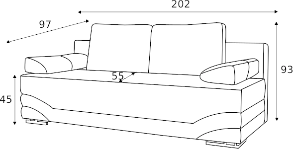 Sofa 3-osobowa Venice z funkcją spania typu DL i pojemnikiem na pościel