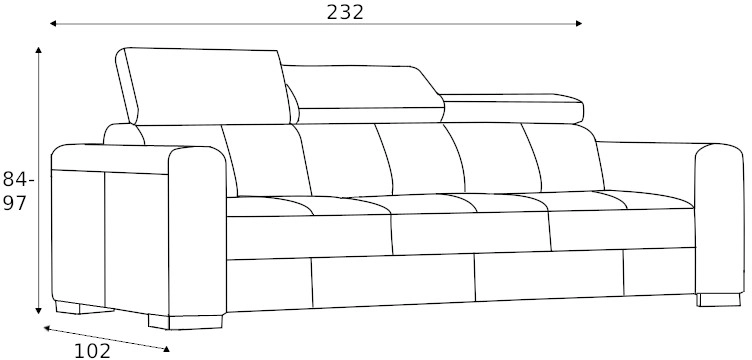 Sofa 3-osobowa Onyx z funkcją spania typu delfin