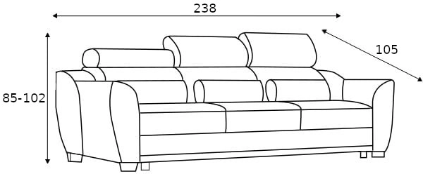 Sofa 3-osobowa Luxo z funkcją spania typu delfin