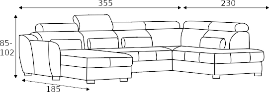 Rozkládací rohová pohovka Luxo U pravá s rozkladem typu delfín a dvěma úložnými prostory