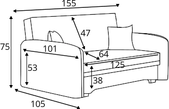 Sofa 3-osobowa Laine z funkcją spania typu DL i pojemnikiem na pościel