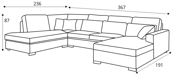 Rohová sedací souprava levá ve tvaru písmene U do obývacího pokoje Milos III