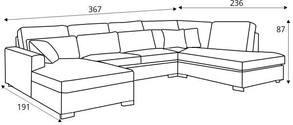 Rohová sedací souprava pravá ve tvaru písmene U do obývacího pokoje Milos III