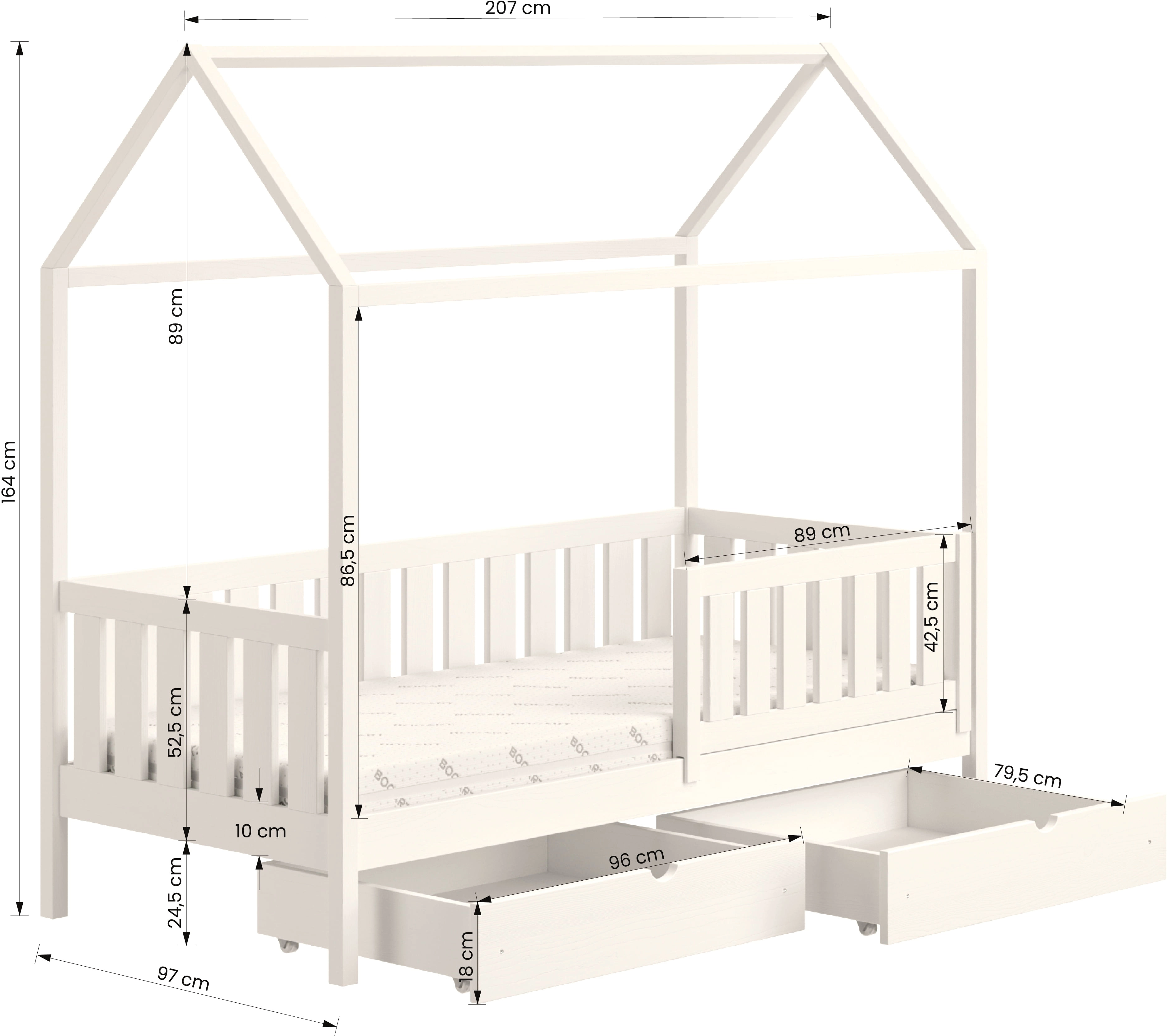 Dětská postel přízemní domeček se zásuvkami Nemos II 90x200