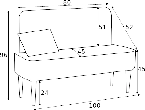 Čalouněná lavice s opěradlem Pastel 100
